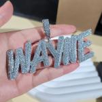 Personalized 14k White Gold Name Pendant with Diamond