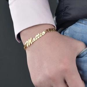 Personalized Cuban Chain Name Bracelet in Gold/Silver