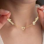 Personalized Double Name Heart Pendant Necklace