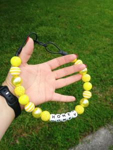 Personalized Yellow Dog Necklace with Chunky Beads