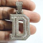 Custom 14k White Gold Name Pendant with Simulated Diamonds