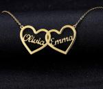 Personalized Double Name Heart Necklace in Stainless Steel