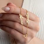 Personalized Double Name Heart Pendant Necklace