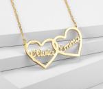 Personalized Double Name Heart Necklace in Stainless Steel