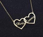 Personalized Double Name Heart Necklace in Stainless Steel