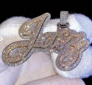 Men's Custom Moissanite Letter Pendant in Silver