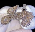 Men's Custom Moissanite Letter Pendant in Silver