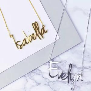 Personalized Box Chain Name Necklace in Silver/Gold