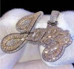 Men's Custom Moissanite Letter Pendant in Silver