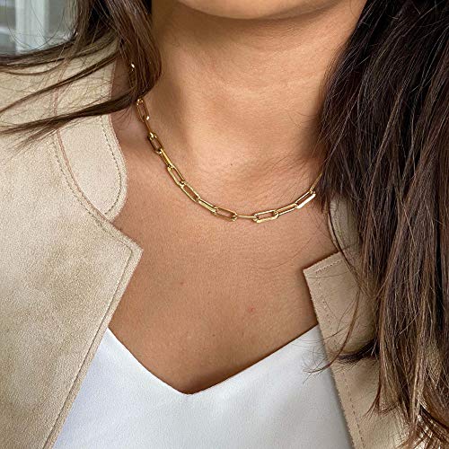 Hidepoo Moon and Star Necklaces for Women, 14K Gold Plated Rope Chain Necklace Dainty Paperclip Chain Moon and Star Coin Pedant Necklaces for Women