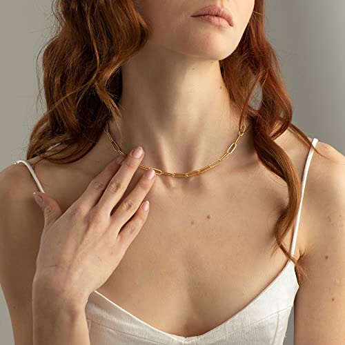 Gold Initial Necklaces for Women, 14K Gold Plated Layered Necklaces Paperclip Chain Necklace for Women Dainty Gold Coin Letter Pedant Necklace for Women Initial A Necklaces for Women Girls Jewelry