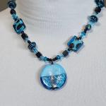 Blue Black Beaded Necklace for Her