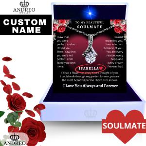 Custom Silver Love Drop Necklace for Her