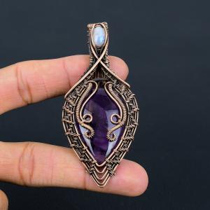 Dainty Amethyst Copper Wire Wrap Pendant