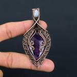 Dainty Amethyst Copper Wire Wrap Pendant