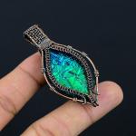 Fire Opal Copper Wire Wrap Pendant Gift