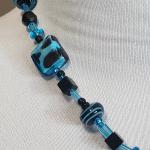 Blue Black Beaded Necklace for Her
