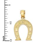 14K Gold Buena Suerte Horseshoe Pendant