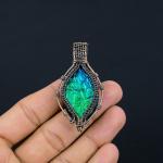 Fire Opal Copper Wire Wrap Pendant Gift