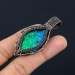Fire Opal Copper Wire Wrap Pendant Gift