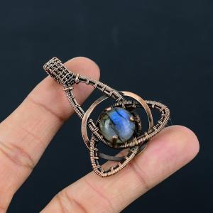 Blue Fire Labradorite Copper Pendant for Her