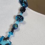 Blue Black Beaded Necklace for Her