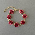 Red Flower Bracelet - Perfect Gift for Her