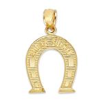 10k Gold Buena Suerte Horseshoe Pendant for Her