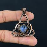 Blue Fire Labradorite Copper Pendant for Her