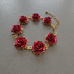 Red Flower Bracelet - Perfect Gift for Her