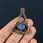 Blue Fire Labradorite Copper Pendant for Her
