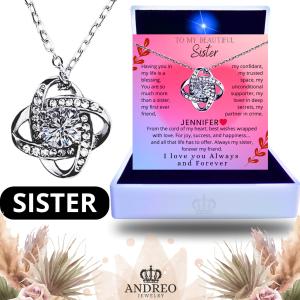 Personalized Silver Knot Necklace for Sisters