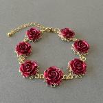 Red Flower Bracelet - Perfect Gift for Her