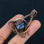 Blue Fire Labradorite Copper Pendant for Her