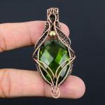 Peridot Wire Wrapped Copper Pendant Jewelry Gift