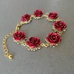 Red Flower Bracelet - Perfect Gift for Her