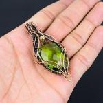 Peridot Wire Wrapped Copper Pendant Jewelry Gift