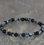 Snowflake Obsidian Stone Bracelets - 3 Piece Set