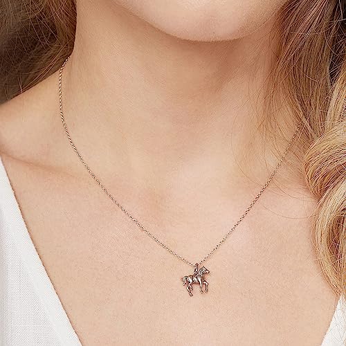 MORGAN & PAIGE Dainty Oxidized 925 Sterling Silver Horse Pendant Necklace With 16" Cable Chain + 2" Extender