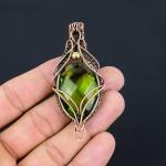 Peridot Wire Wrapped Copper Pendant Jewelry Gift