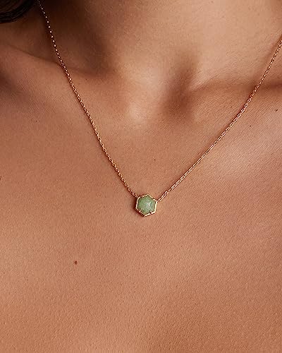 Green Fluorite Gemstone Pendant Necklace | Dainty Chain