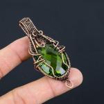 Peridot Wire Wrapped Copper Pendant Jewelry Gift