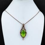 Peridot Wire Wrapped Copper Pendant Jewelry Gift