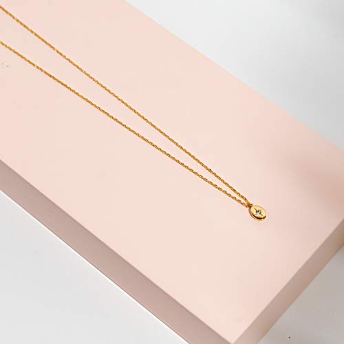 PAVOI 14K Gold Plated Charm Necklaces for Women | 8x1.6x6mm Pendant North Star Necklaces | 925 Sterling Silver Jewelry for Women | AAAAA Cubic Zirconia | Yellow Gold