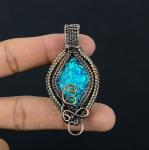 Fire Opal Copper Wire Wrap Pendant Jewelry