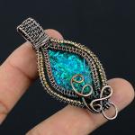 Fire Opal Copper Wire Wrap Pendant Jewelry