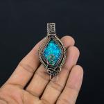 Fire Opal Copper Wire Wrap Pendant Jewelry
