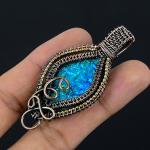Fire Opal Copper Wire Wrap Pendant Jewelry
