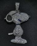 Colorful Cubic Zirconia Dog Pendant in Silver