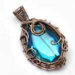 Apatite Gemstone Copper Wire Pendant for Her